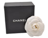 Authentic CHANEL Vintage Camellia Corsage Brooch Nylon White Box 3375I