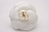 Authentic CHANEL Vintage Camellia Corsage Brooch Nylon White Box 3375I