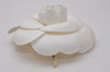 Authentic CHANEL Vintage Camellia Corsage Brooch Nylon White Box 3375I