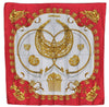 Authentic HERMES Carre 90 Scarf "LES CAVALIERES D'OR" Silk Red 3376F