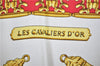 Authentic HERMES Carre 90 Scarf "LES CAVALIERES D'OR" Silk Red 3376F