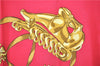 Authentic HERMES Carre 90 Scarf "LES CAVALIERES D'OR" Silk Red 3376F