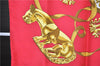 Authentic HERMES Carre 90 Scarf "LES CAVALIERES D'OR" Silk Red 3376F