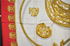 Authentic HERMES Carre 90 Scarf "LES CAVALIERES D'OR" Silk Red 3376F