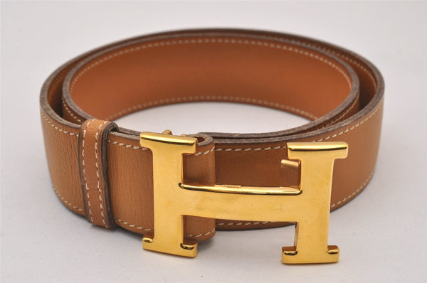 Authentic HERMES Vintage Leather Belt Size 70cm 27.6inches Brown 3378I