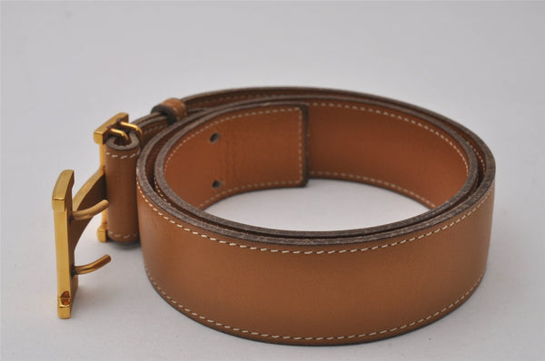 Authentic HERMES Vintage Leather Belt Size 70cm 27.6inches Brown 3378I