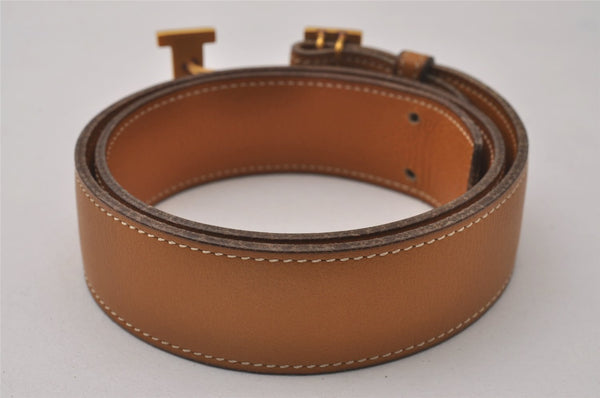 Authentic HERMES Vintage Leather Belt Size 70cm 27.6inches Brown 3378I