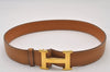 Authentic HERMES Vintage Leather Belt Size 70cm 27.6inches Brown 3378I