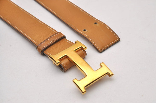 Authentic HERMES Vintage Leather Belt Size 70cm 27.6inches Brown 3378I