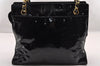 Authentic CHANEL Vintage Enamel CC Logo Chain Shoulder Tote Bag Black 3380I