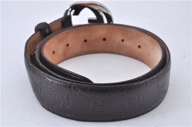 Auth GUCCI Guccissima Interlocking Belt GG Leather 37.4