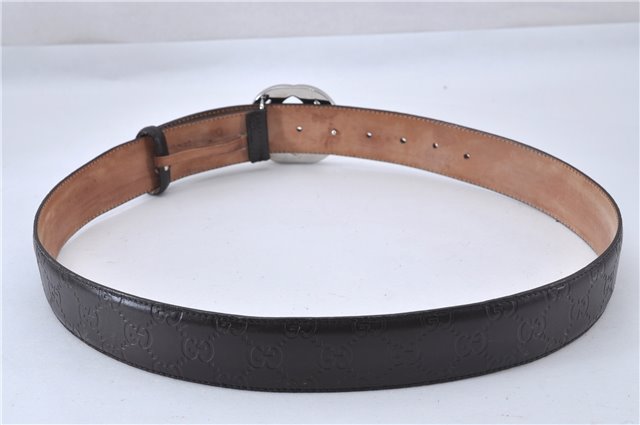 Auth GUCCI Guccissima Interlocking Belt GG Leather 37.4