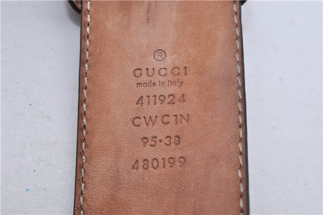 Auth GUCCI Guccissima Interlocking Belt GG Leather 37.4