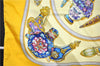 Authentic HERMES Carre 90 Scarf "Qu' importe le flacon..." Silk Yellow 3387F