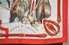 Authentic HERMES Carre 90 Scarf "ATTELAGE EN ARBALETE" Silk Red Box 3390E