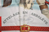 Authentic HERMES Carre 90 Scarf "ATTELAGE EN ARBALETE" Silk Red Box 3390E