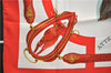 Authentic HERMES Carre 90 Scarf "ATTELAGE EN ARBALETE" Silk Red Box 3390E