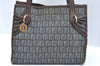 Authentic FENDI Zucchino Tote Hand Bag Purse Canvas Leather Blue 3397H