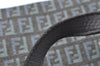 Authentic FENDI Zucchino Tote Hand Bag Purse Canvas Leather Blue 3397H