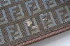 Authentic FENDI Zucchino Tote Hand Bag Purse Canvas Leather Blue 3397H