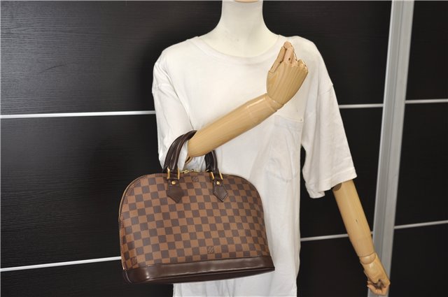 Authentic Louis Vuitton Damier Alma Hand Bag N51131 LV 3401E