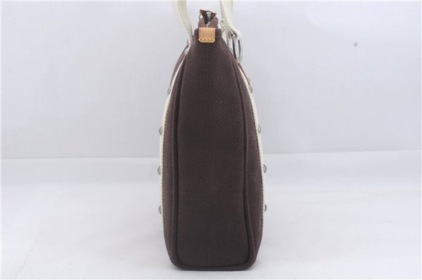 Authentic Louis Vuitton Antigua Cabas MM Tote Bag Brown White M80663 LV 3410D