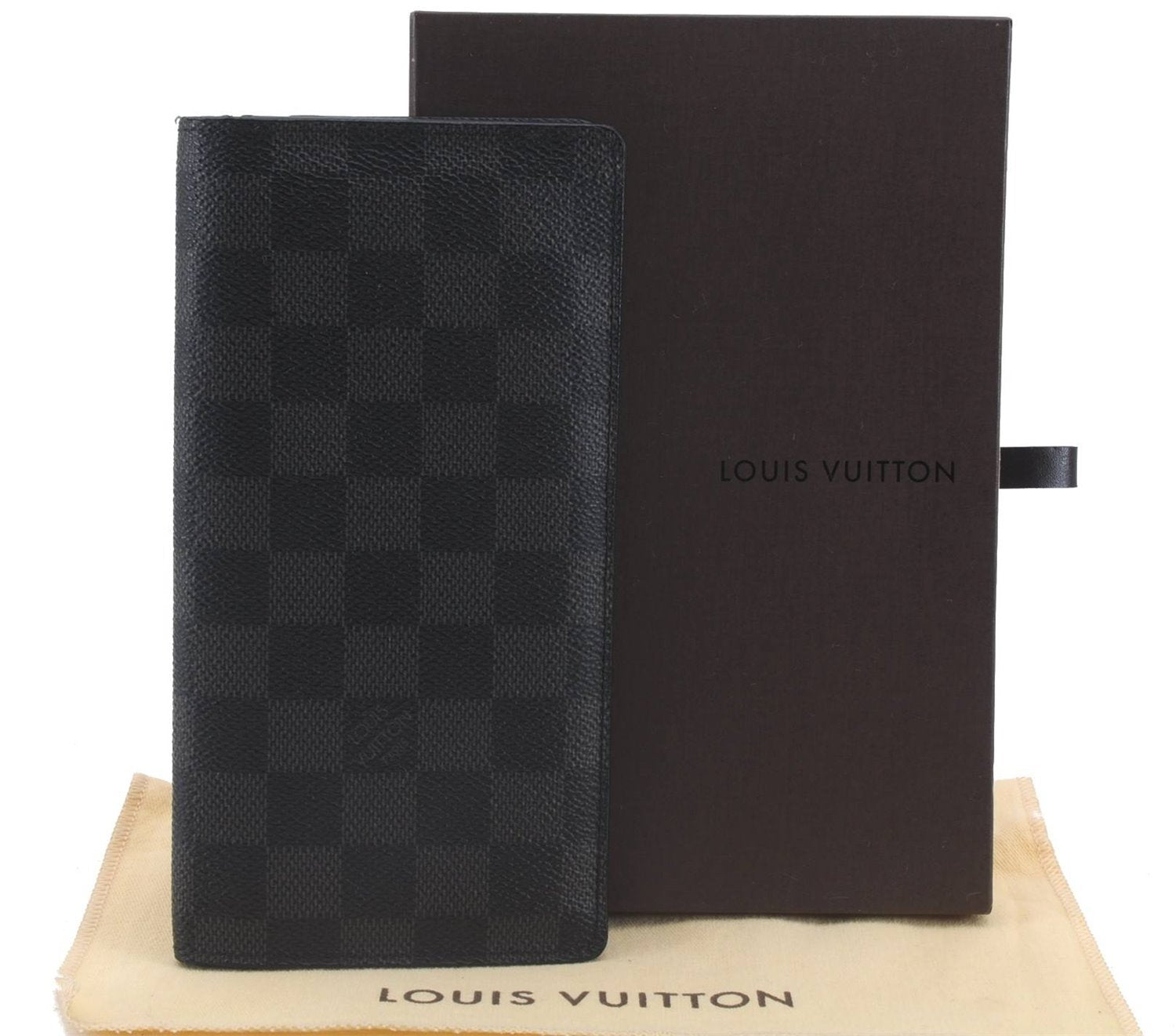 Auth Louis Vuitton Damier Graphite Portefeuille Brazza Wallet N62665 Box 3429D