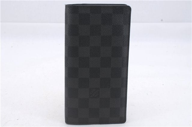 Auth Louis Vuitton Damier Graphite Portefeuille Brazza Wallet N62665 Box 3429D