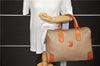 Authentic CELINE Macadam Blason Pattern Boston Bag Hand PVC Leather Beige 3442D