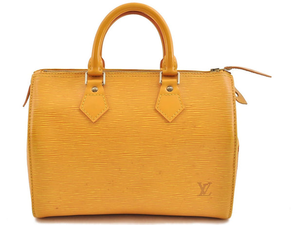 Authentic Louis Vuitton Epi Speedy 25 Hand Bag Yellow M43019 LV 3445D