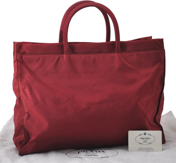 Authentic PRADA Tessuto Double Nylon Shoulder Hand Bag B7952 Red 3448D