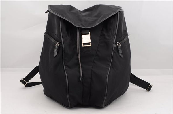 Authentic GUCCI Vintage Backpack Nylon Leather Black 3453F