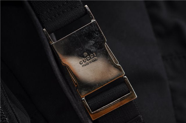 Authentic GUCCI Vintage Backpack Nylon Leather Black 3453F