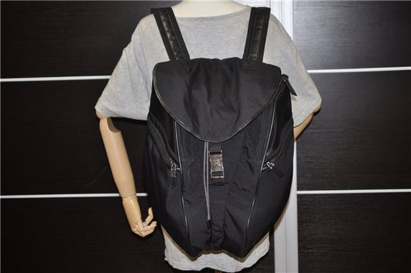 Authentic GUCCI Vintage Backpack Nylon Leather Black 3453F