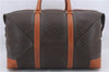 Authentic CELINE Macadam Blason Travel Boston Bag Leather Brown 3454D