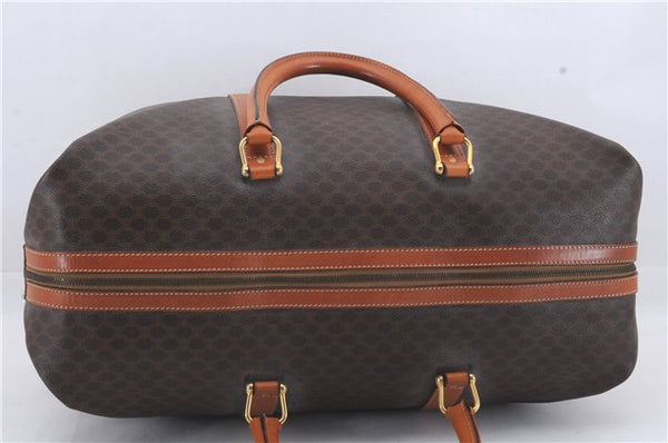 Authentic CELINE Macadam Blason Travel Boston Bag Leather Brown 3454D