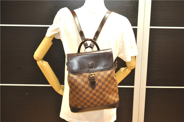 Authentic Louis Vuitton Damier Soho Backpack N51132 LV 3454F