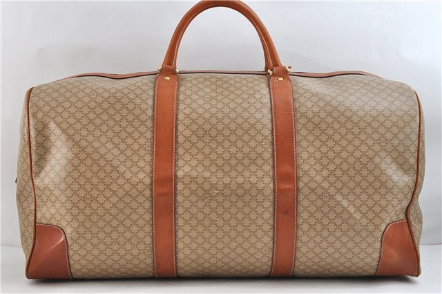 Authentic CELINE Macadam Blason Pattern Boston Hand Bag PVC Leather Beige 3461D