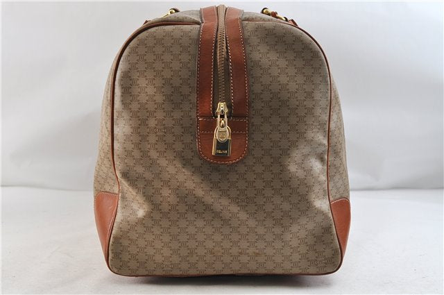 Authentic CELINE Macadam Blason Pattern Boston Hand Bag PVC Leather Beige 3461D