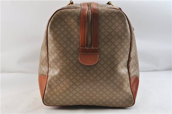 Authentic CELINE Macadam Blason Pattern Boston Hand Bag PVC Leather Beige 3461D