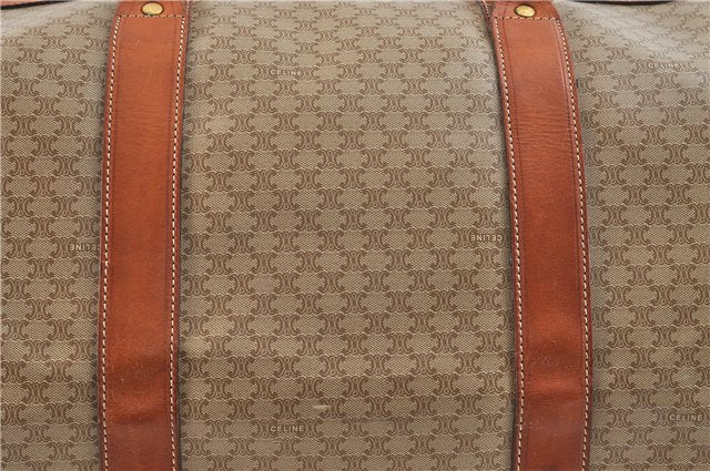 Authentic CELINE Macadam Blason Pattern Boston Hand Bag PVC Leather Beige 3461D