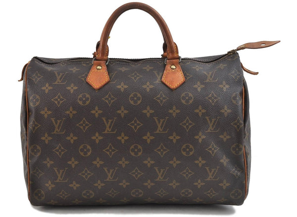 Authentic Louis Vuitton Monogram Speedy 35 Hand Bag M41524 LV 3463D