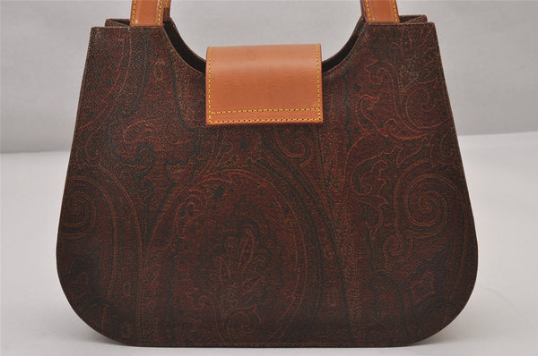 Authentic ETRO Paisley 2Way Shoulder Hand Bag PVC Leather Bordeaux Red 3463I