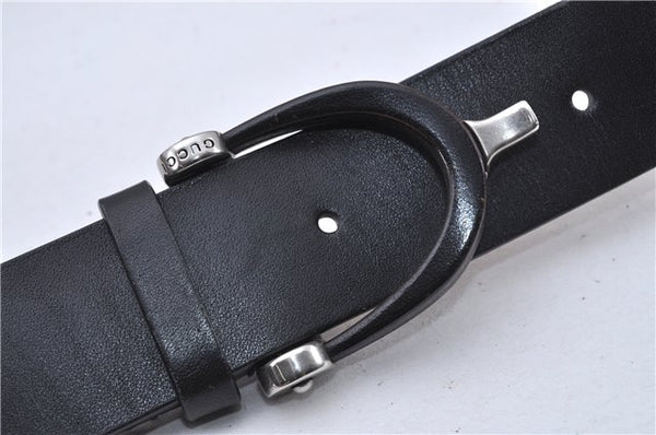 Authentic GUCCI Vintage Belt Leather Size 90cm 35.4" Black 3466F