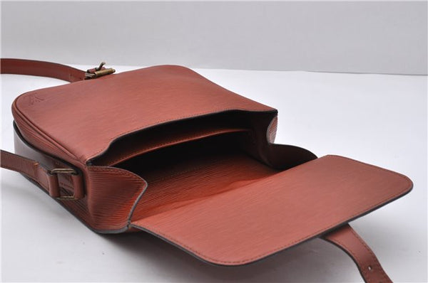 Auth Louis Vuitton Epi Cartouchiere MM Shoulder Cross Bag M52243 Brown 3469D