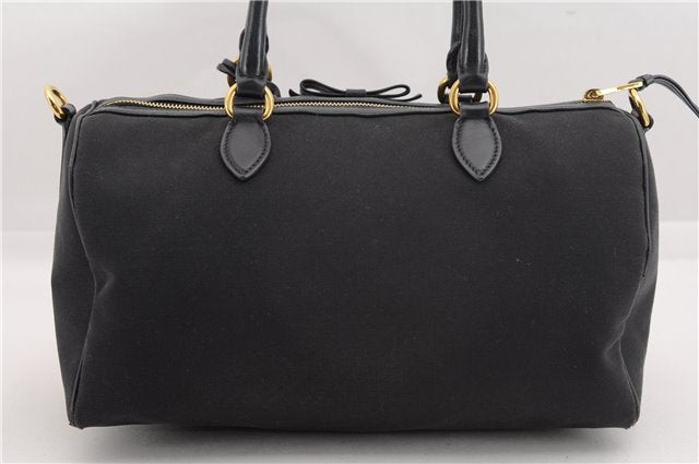 Authentic PRADA Vintage Canvas Leather 2Way Shoulder Hand Bag Black 3473F