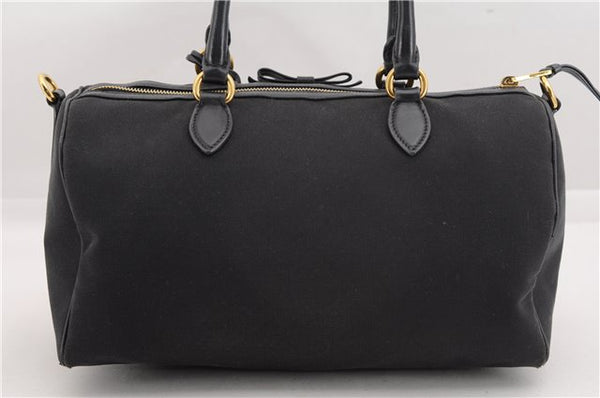 Authentic PRADA Vintage Canvas Leather 2Way Shoulder Hand Bag Black 3473F