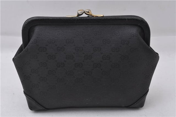 Authentic GUCCI Micro GG PVC Leather Pouch Purse Black 3474D