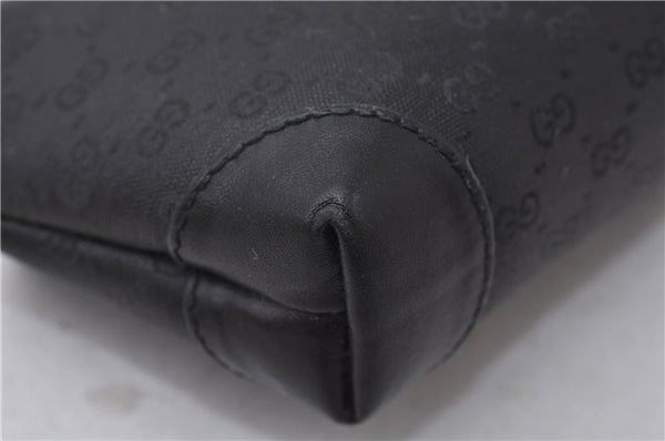 Authentic GUCCI Micro GG PVC Leather Pouch Purse Black 3474D