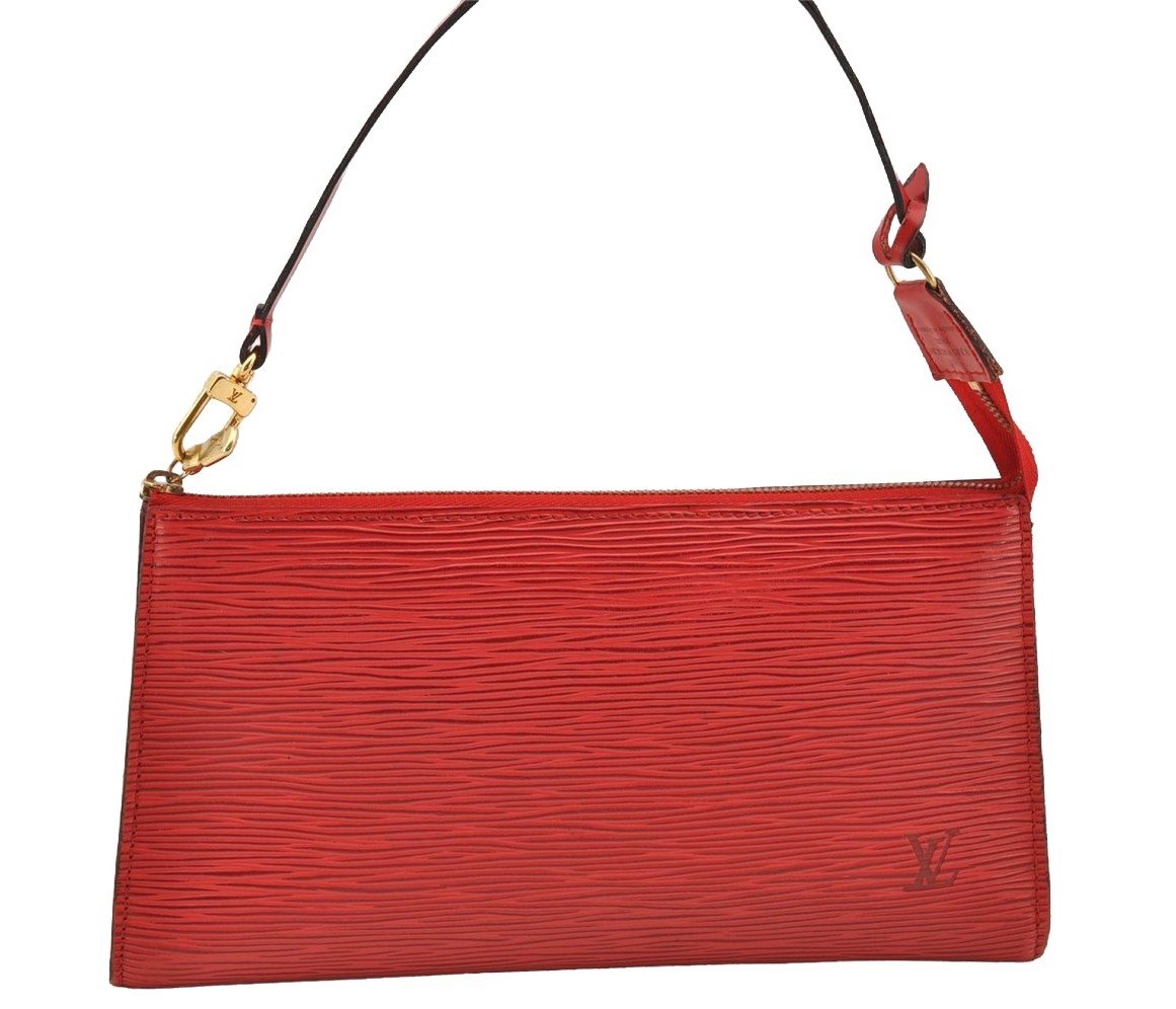 Authentic Louis Vuitton Epi Pochette Accessoires Pouch Red M52947 LV Junk 3478I